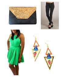 Clutch $26, Pants $38, Dress $51, Earrings $16