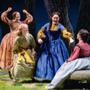 May Heinecke (Beth), Audrey Parker (Amy), Isabella Star LaBlanc (Louisa/Jo), and Stephanie Anne Bertumen (Meg)