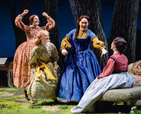May Heinecke (Beth), Audrey Parker (Amy), Isabella Star LaBlanc (Louisa/Jo), and Stephanie Anne Bertumen (Meg)